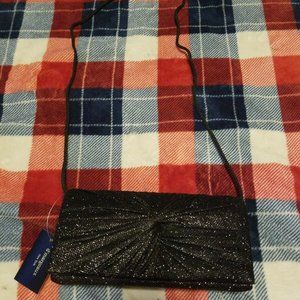 NWT D'MARGEAUX Black Glitter Evening Handbag Purse Crossbody